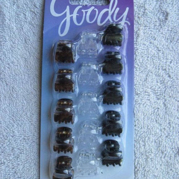 15 Goody Small Claw Clips Mini 1/2" Hair Jaw Plastic Black Clear Tortoise Brown - Picture 1 of 8